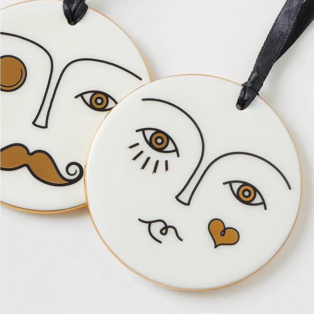 Jonathan Adler home - decorative man/woman faces (reversible)